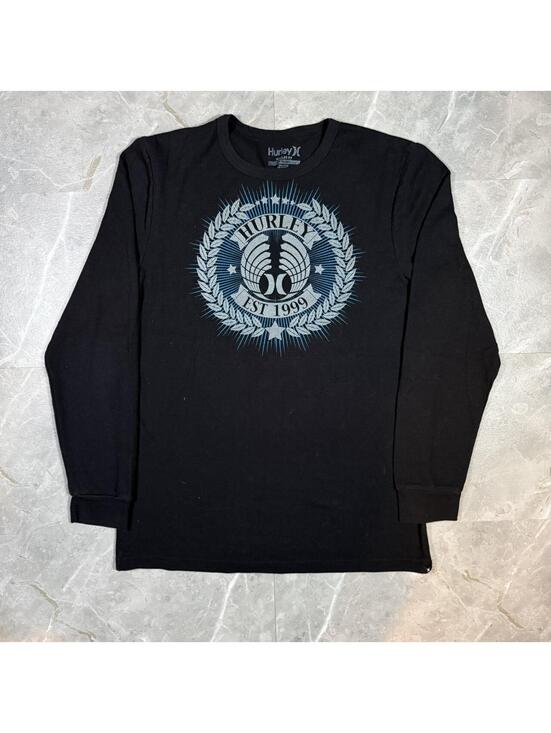 Hurley Other - Hurley black thermal  surf long sleeve shirt with blue and white design